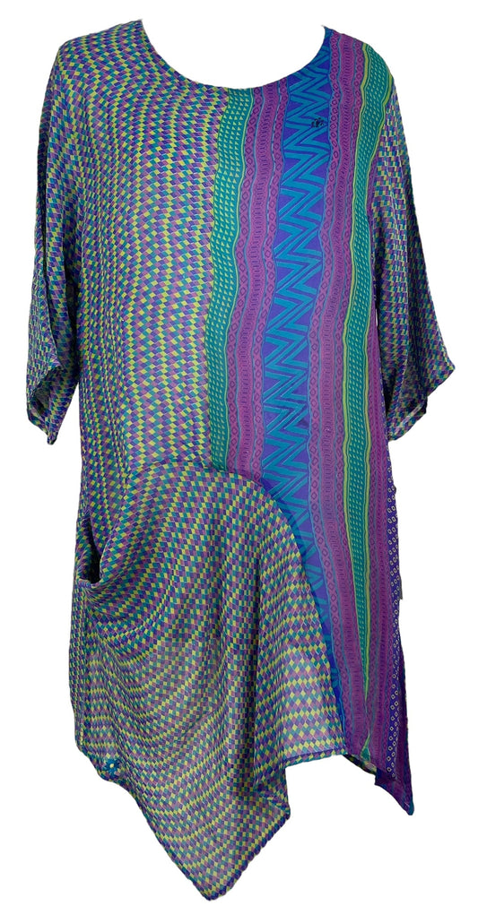 PRG6813 Sheer Avatar Pure Silk Self Pocket Tunic Dress