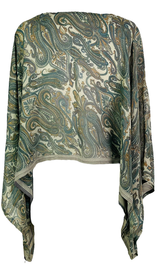 PRG7338 Sheer Avatar Pure Silk Kimono-Sleeved Top