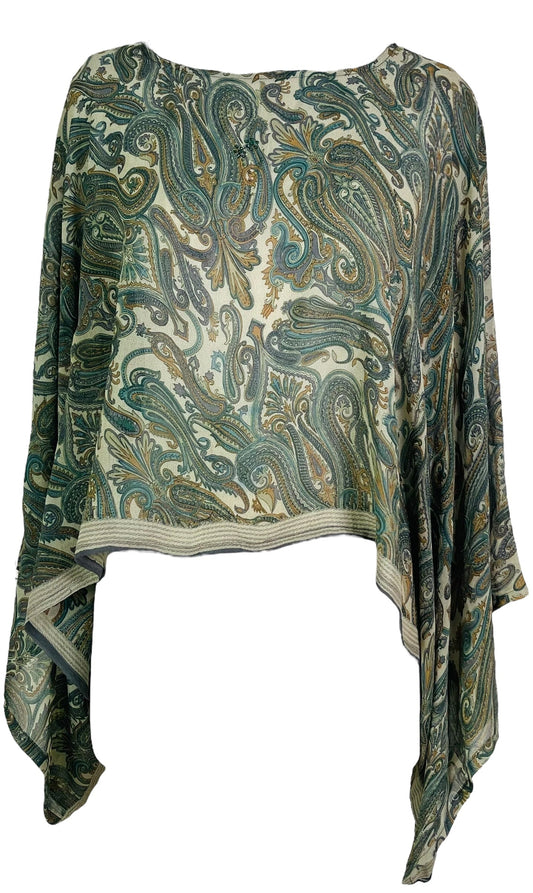 PRG7338 Sheer Avatar Pure Silk Kimono-Sleeved Top