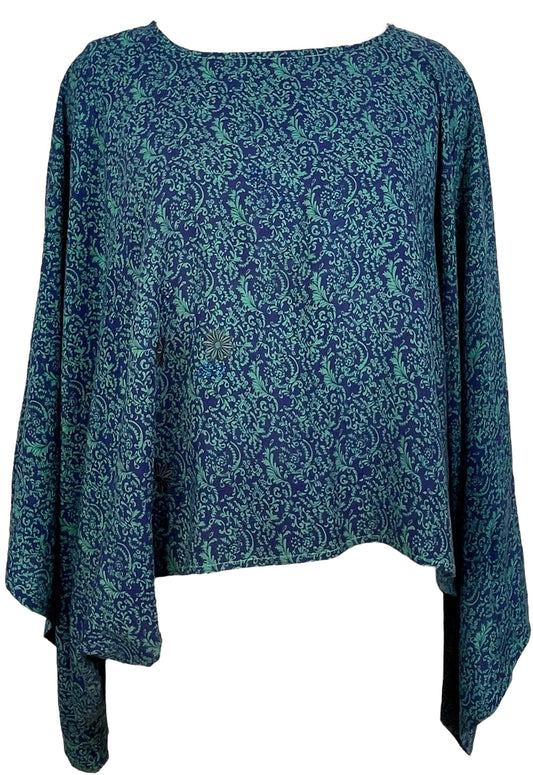 PRC7748 Avatar Pure Silk Kimono-Sleeved Top