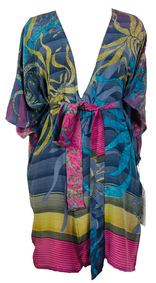 PRC7510 Avatar Pure Silk Kimono-Sleeved Jacket with Belt