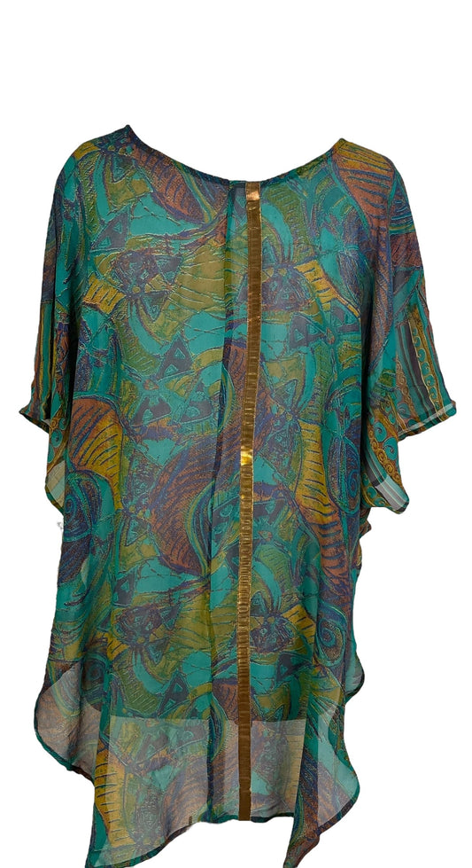 PRG7259 Sheer Avatar Pure Silk Waterfall Top
