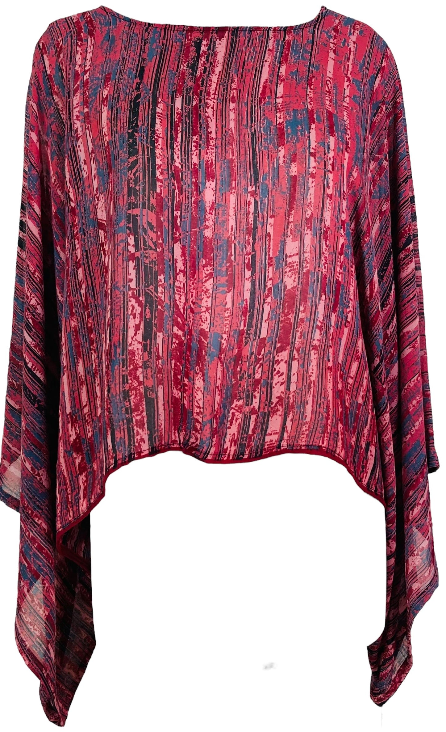 PRG7354 Sheer Avatar Pure Silk Kimono-Sleeved Top