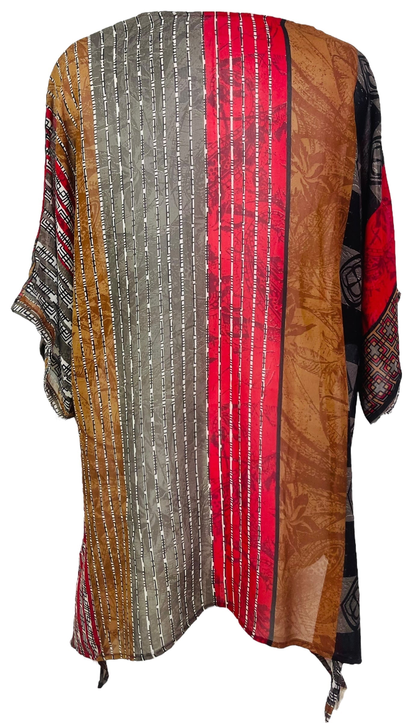 PRG7526 Sheer Avatar Pure Silk Long Tunic with Side Ties