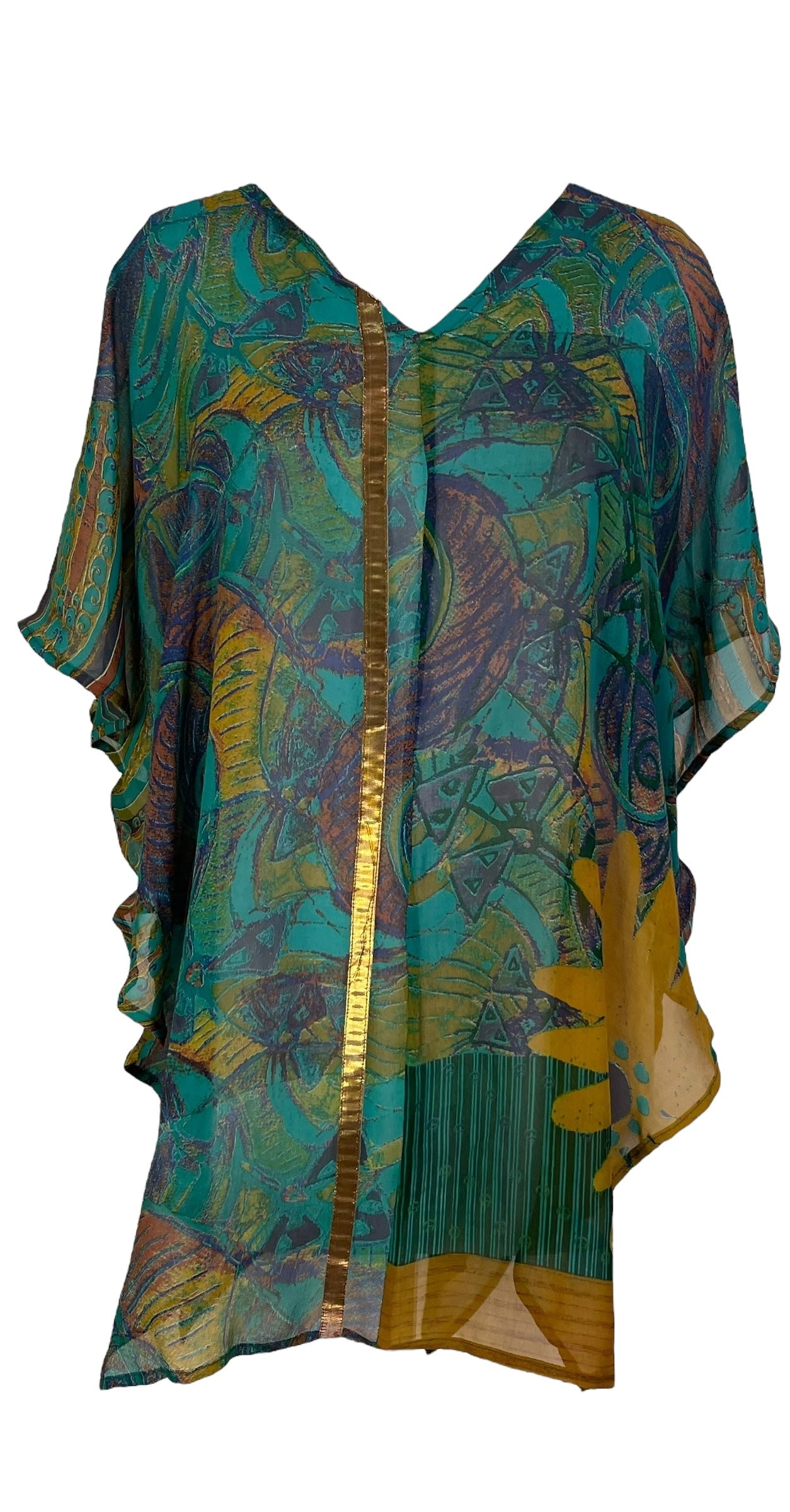 PRG7259 Sheer Avatar Pure Silk Waterfall Top