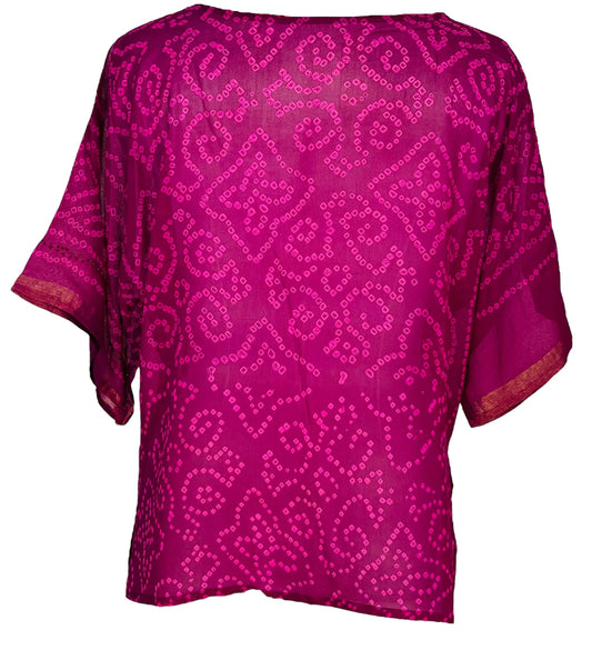 PRG6407 Sheer Avatar Pure Silk Side Slit Top