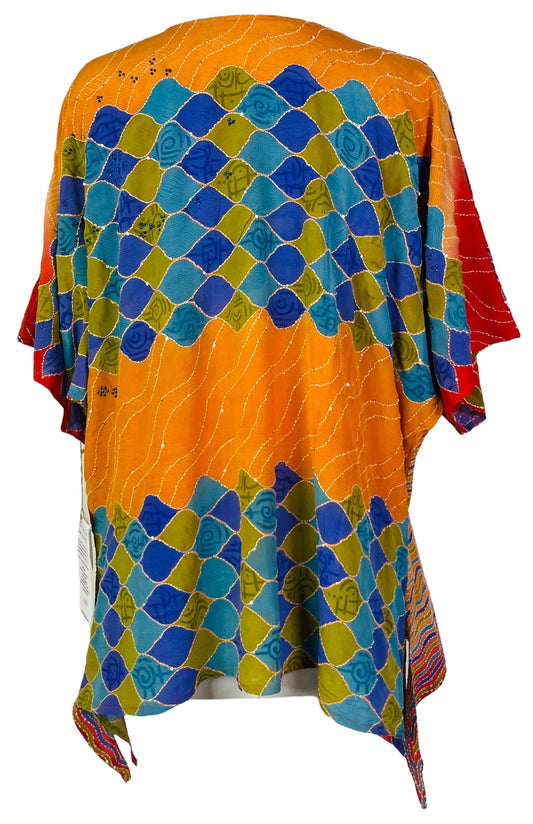 PRC7613 Avatar Pure Silk Long Tunic with Side Ties