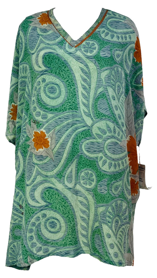 PRC7473 Avatar Pure Silk Short Kaftan Tunic with Slits