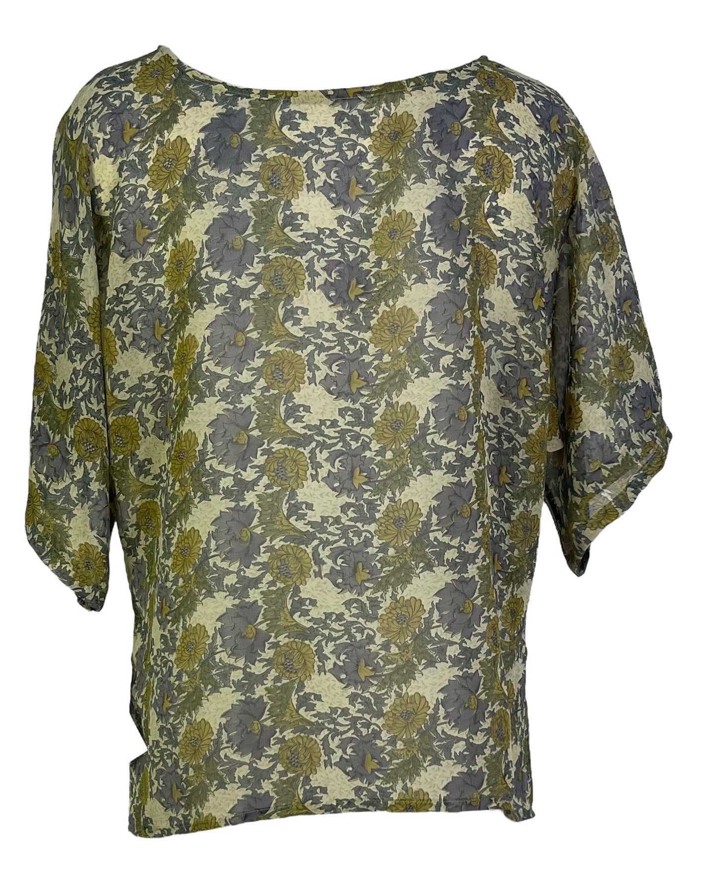 PRG6853 Sheer Avatar Pure Silk Side Slit Top