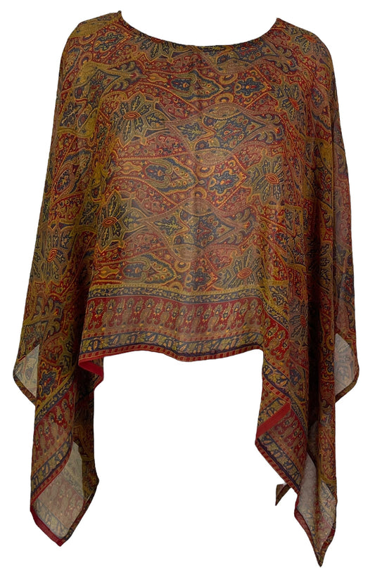 PRG7189 Sheer Avatar Pure Silk Capelet Poncho