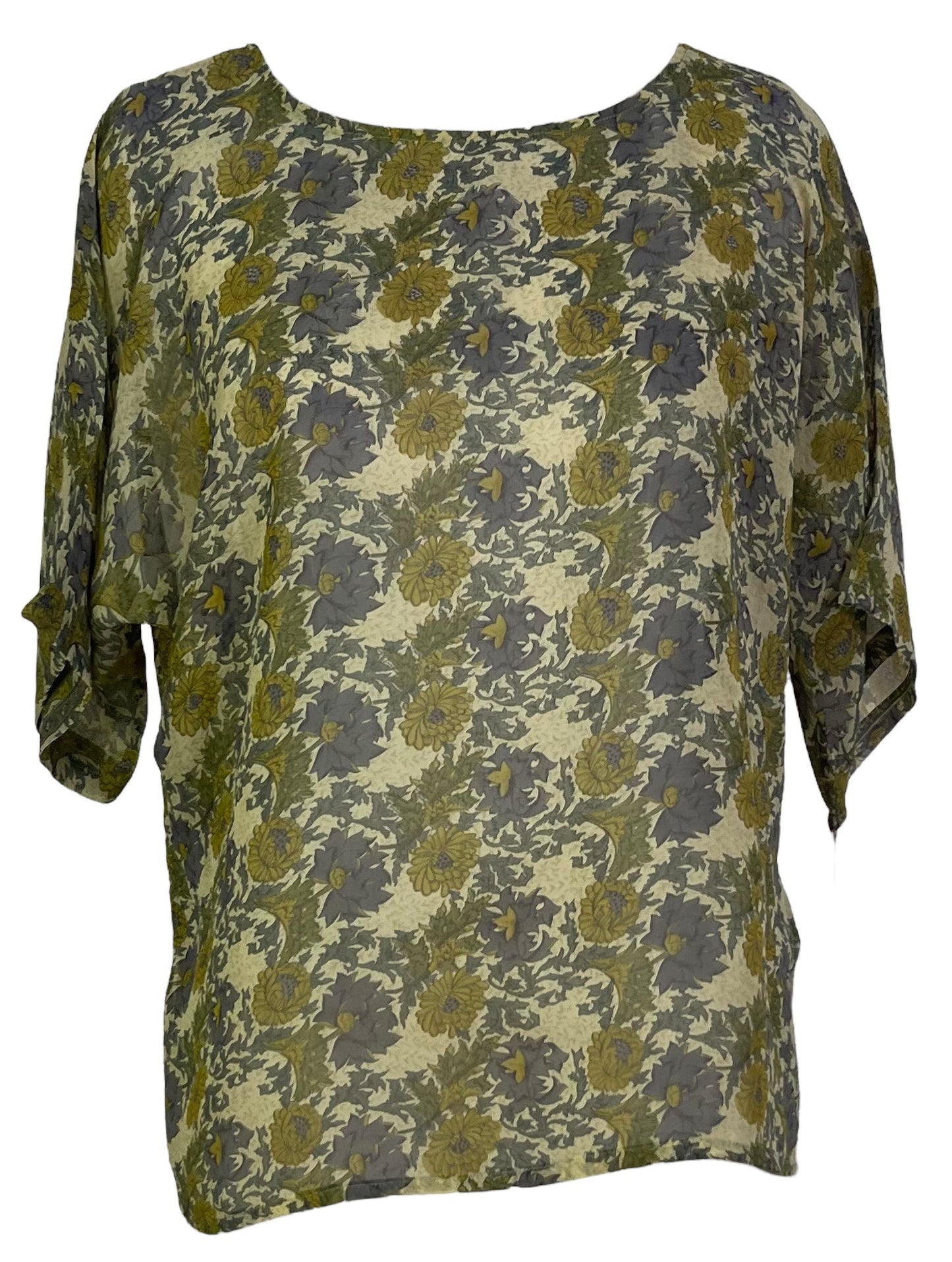 PRG6853 Sheer Avatar Pure Silk Side Slit Top