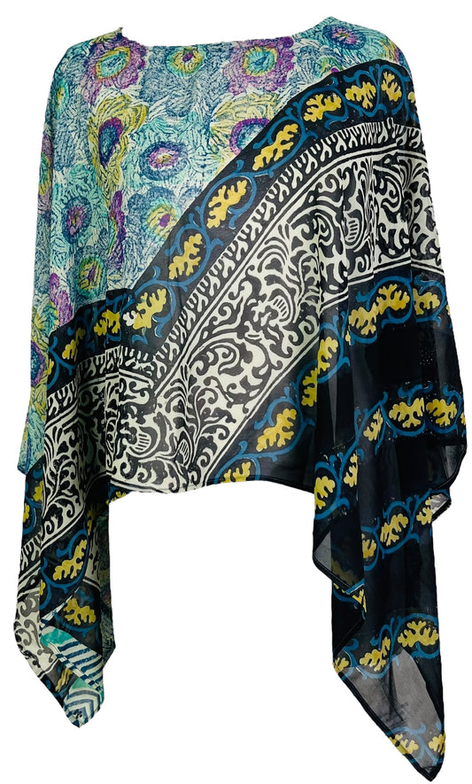 PRG6613 Sheer Avatar Pure Silk Capelet Poncho