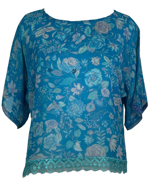 PRG6305 Sheer Avatar Pure Silk Side Slit Top