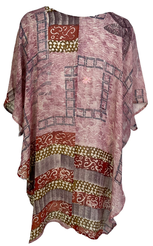 PRG7049 Sheer Avatar Pure Silk Waterfall Top