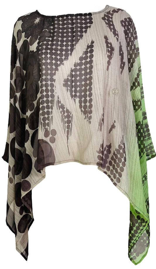 PRG7527 Sheer Avatar Pure Silk Capelet Poncho