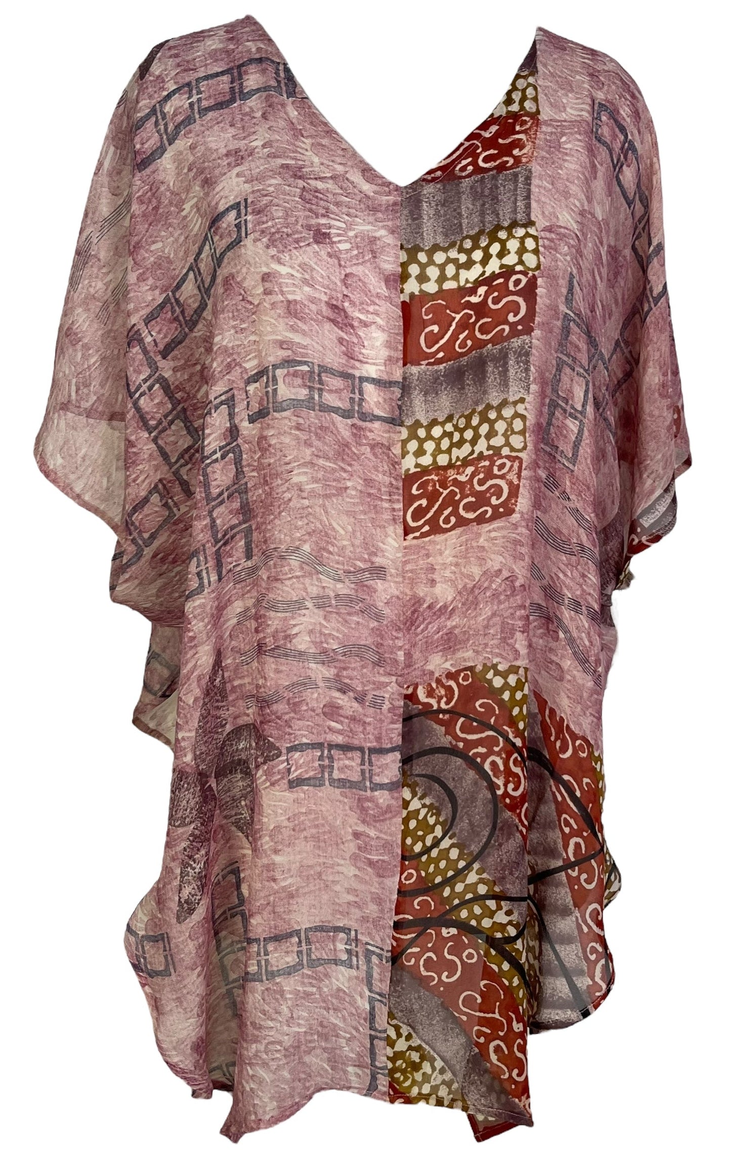 PRG7049 Sheer Avatar Pure Silk Waterfall Top