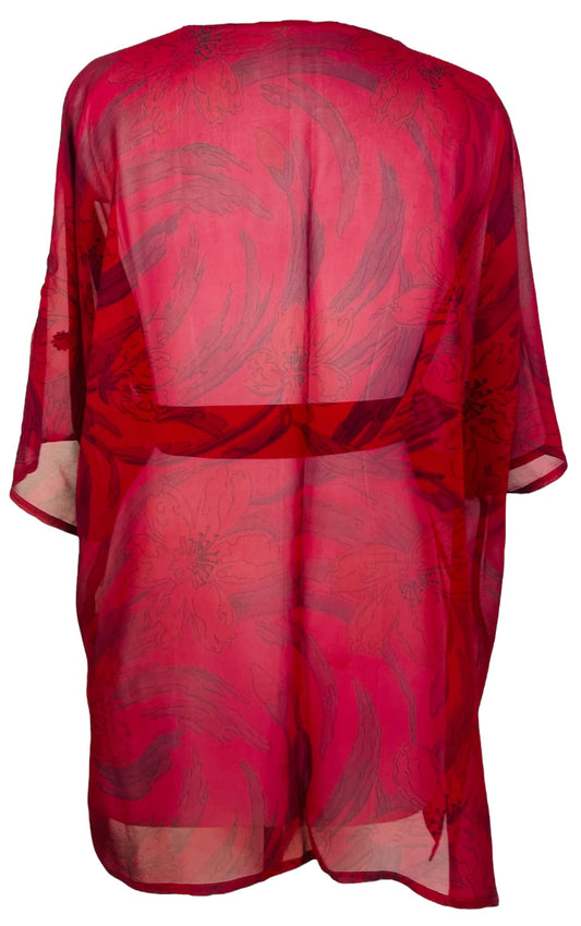 PRG7489 Sheer Avatar Pure Silk Kimono-Sleeved Jacket with Belt