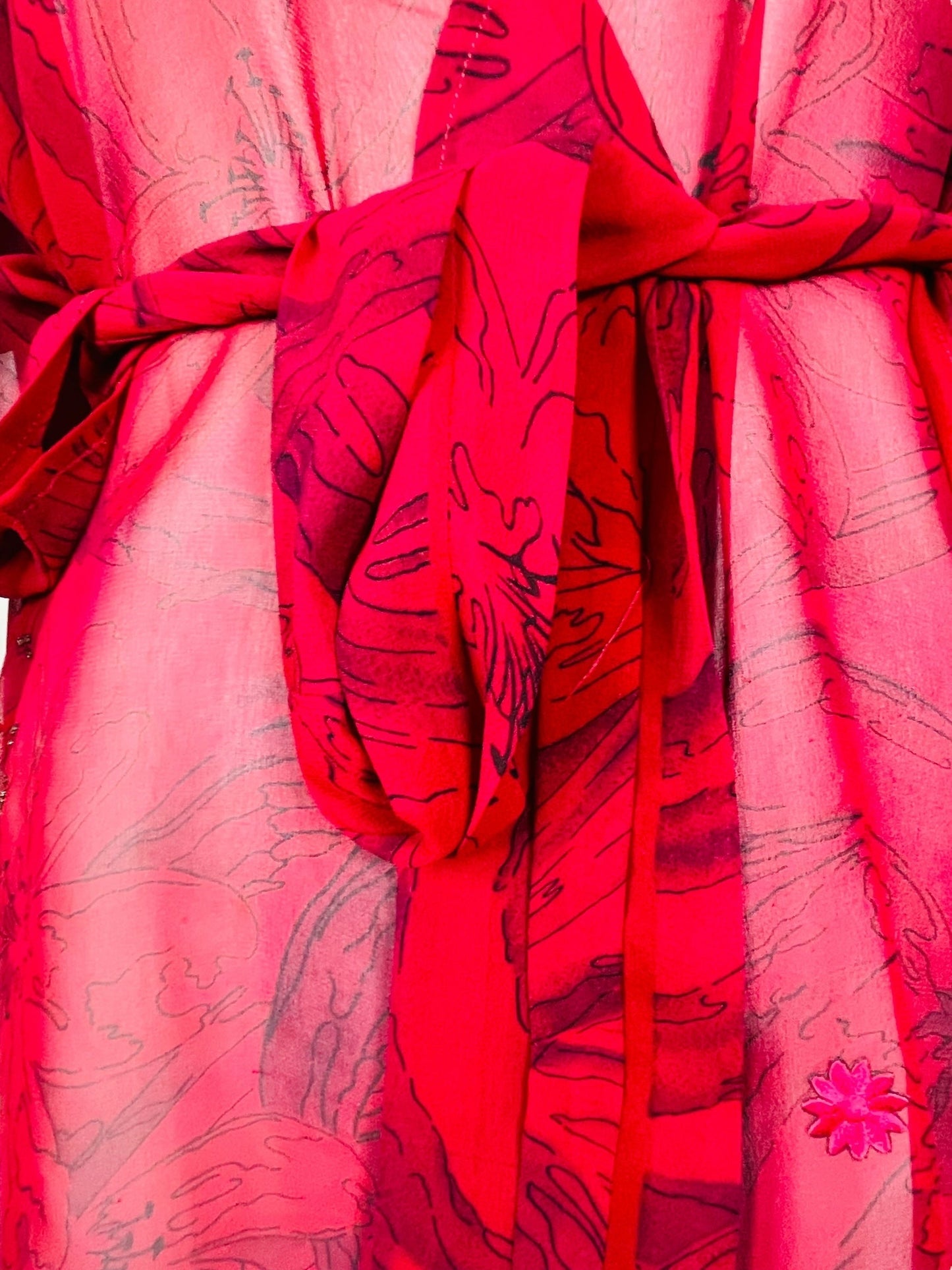 PRG7489 Sheer Avatar Pure Silk Kimono-Sleeved Jacket with Belt