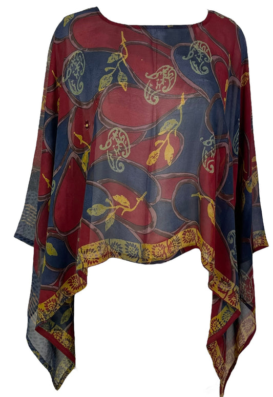 PRG7193 Sheer Avatar Pure Silk Capelet Poncho