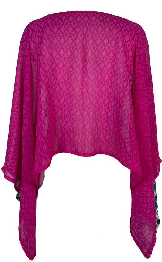 PRG7349 Sheer Avatar Pure Silk Kimono-Sleeved Top