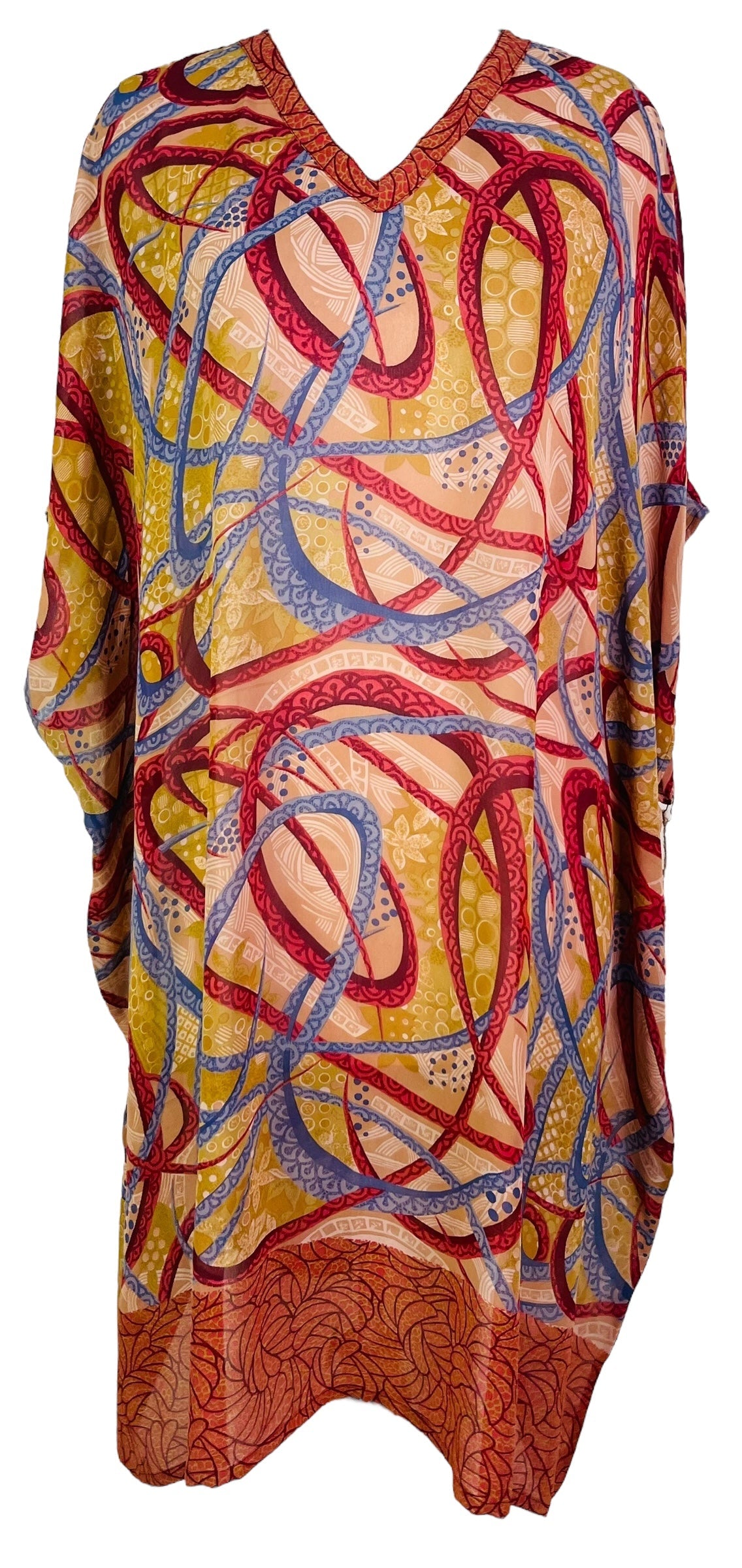 PRG7478 Sheer Avatar Pure Silk Midi Length Kaftan