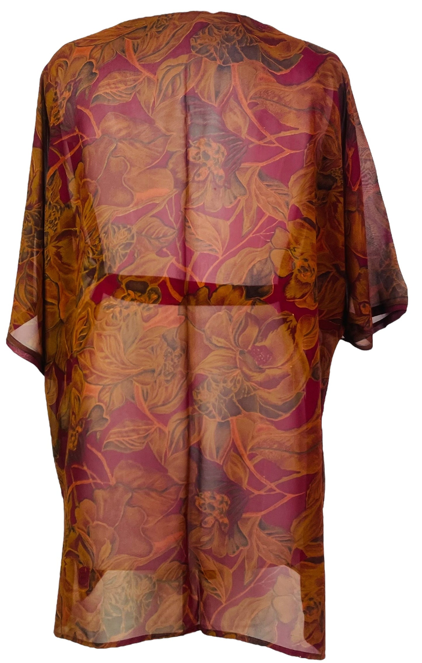 PRG7196 Sheer Avatar Pure Silk Kimono-Sleeved Jacket with Belt