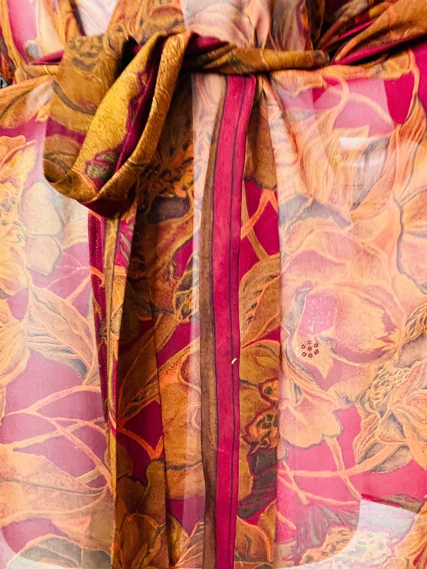 PRG7196 Sheer Avatar Pure Silk Kimono-Sleeved Jacket with Belt