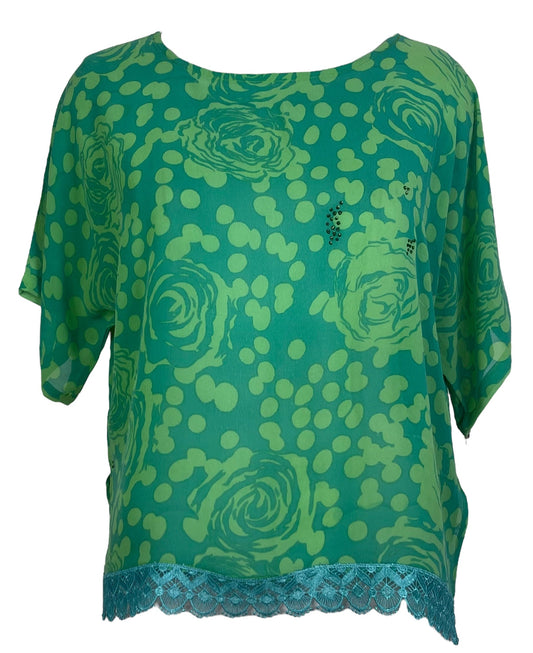 PRG5400 Sheer Avatar Pure Silk Side Slit Top