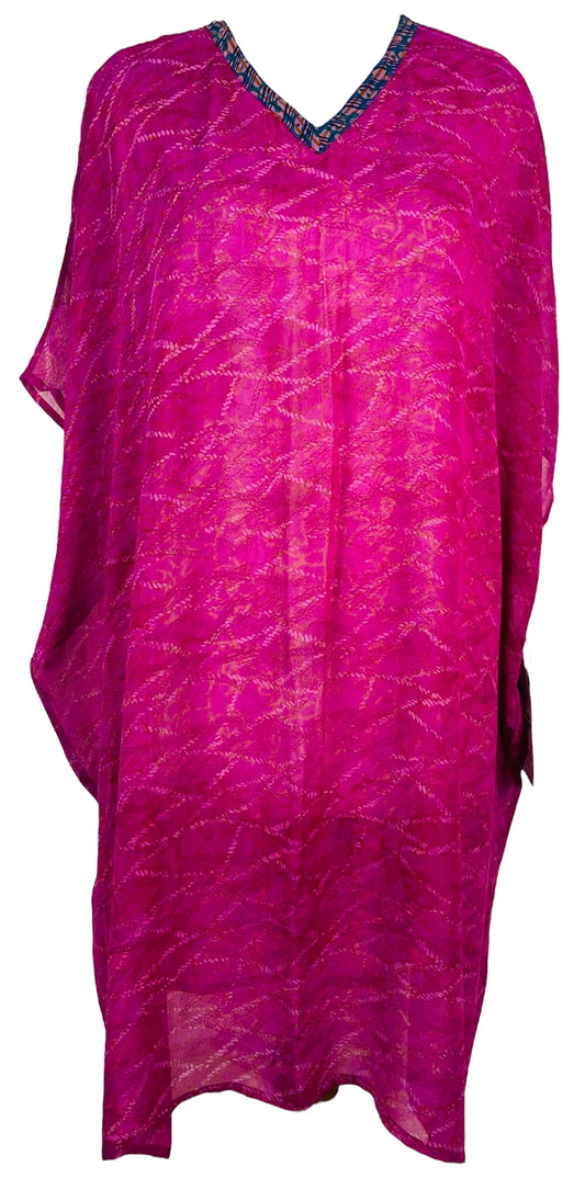 PRG7475 Sheer Avatar Pure Silk Midi Length Kaftan