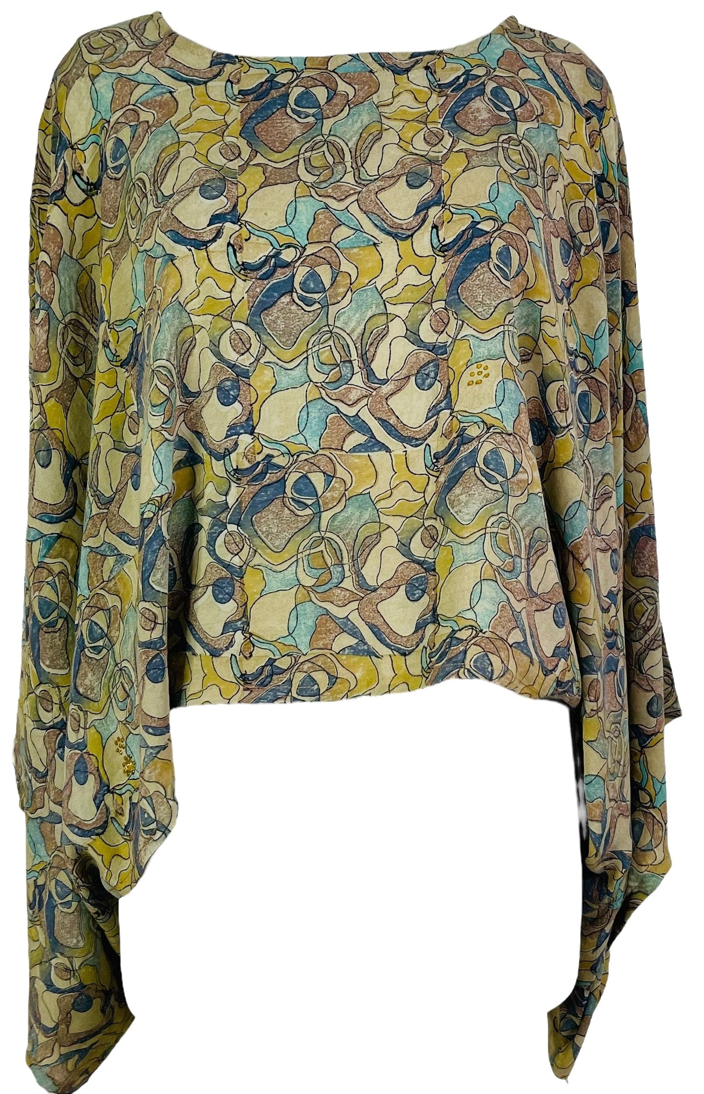 PRC7291 Avatar Pure Silk Kimono-Sleeved Top