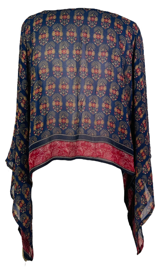 PRG7334 Sheer Avatar Pure Silk Kimono-Sleeved Top