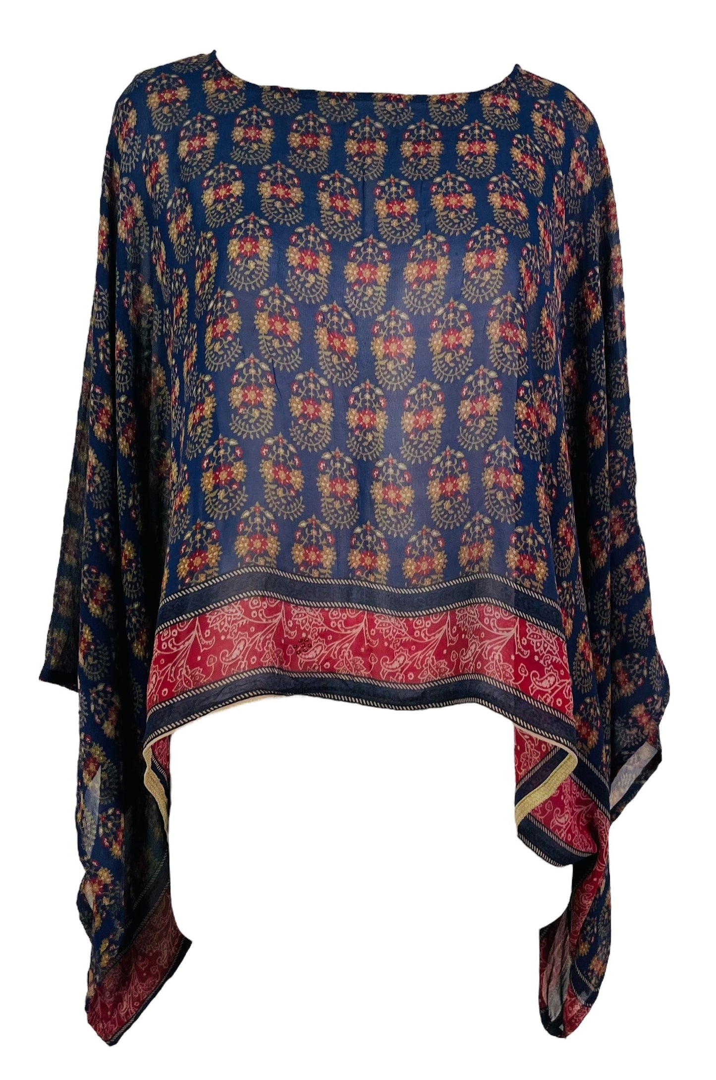 PRG7334 Sheer Avatar Pure Silk Kimono-Sleeved Top