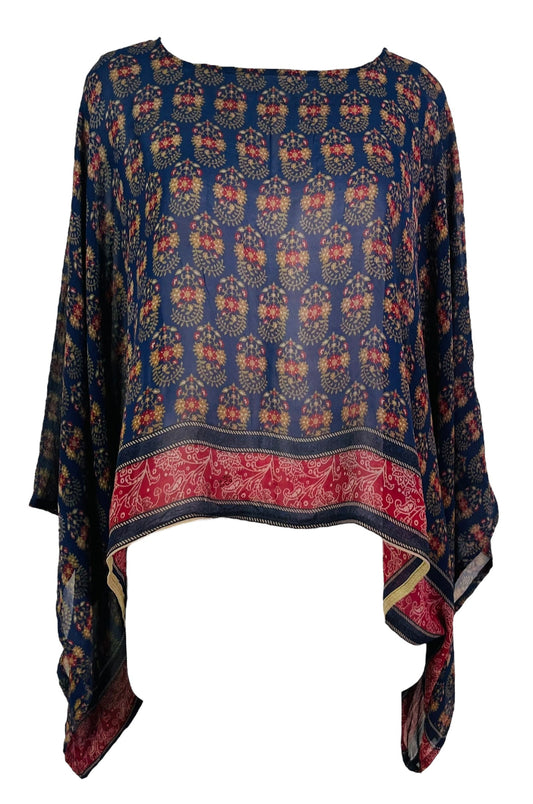 PRG7334 Sheer Avatar Pure Silk Kimono-Sleeved Top