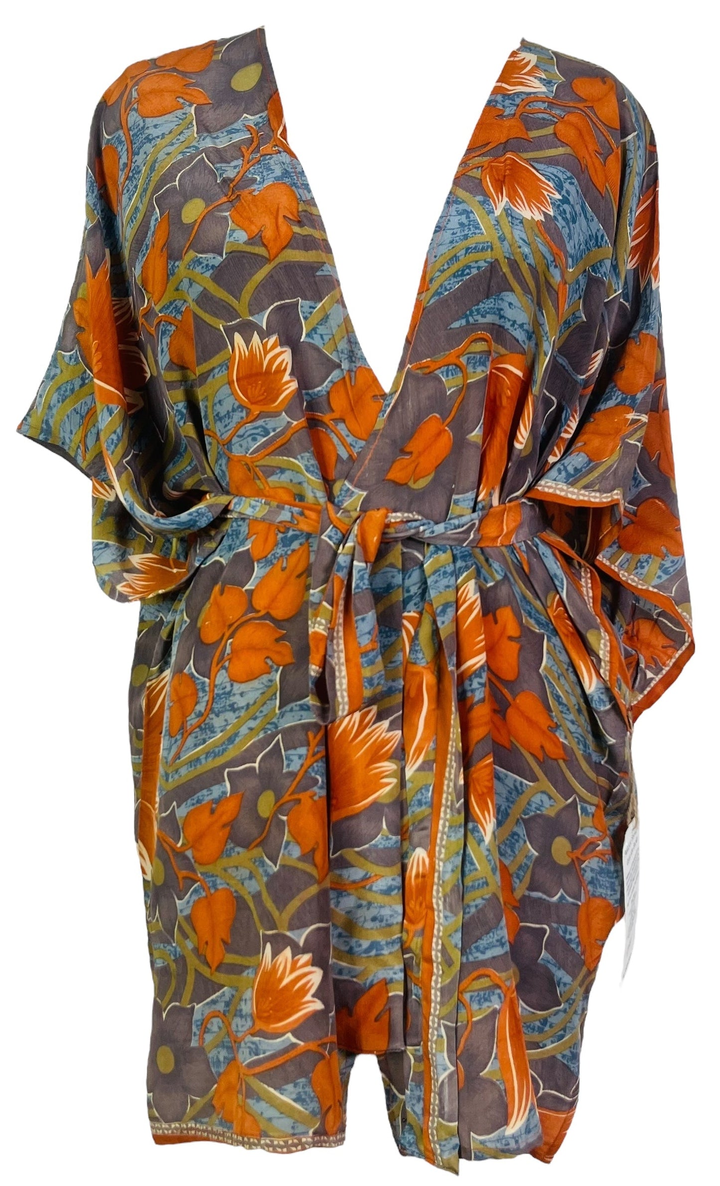 PRC7520 Avatar Pure Silk Kimono-Sleeved Jacket with Belt