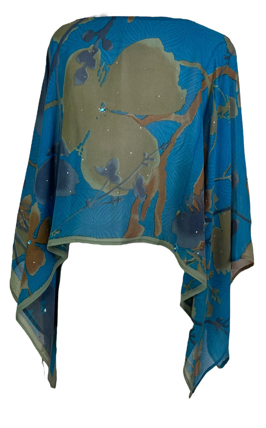 PRG7353 Sheer Avatar Pure Silk Capelet Poncho