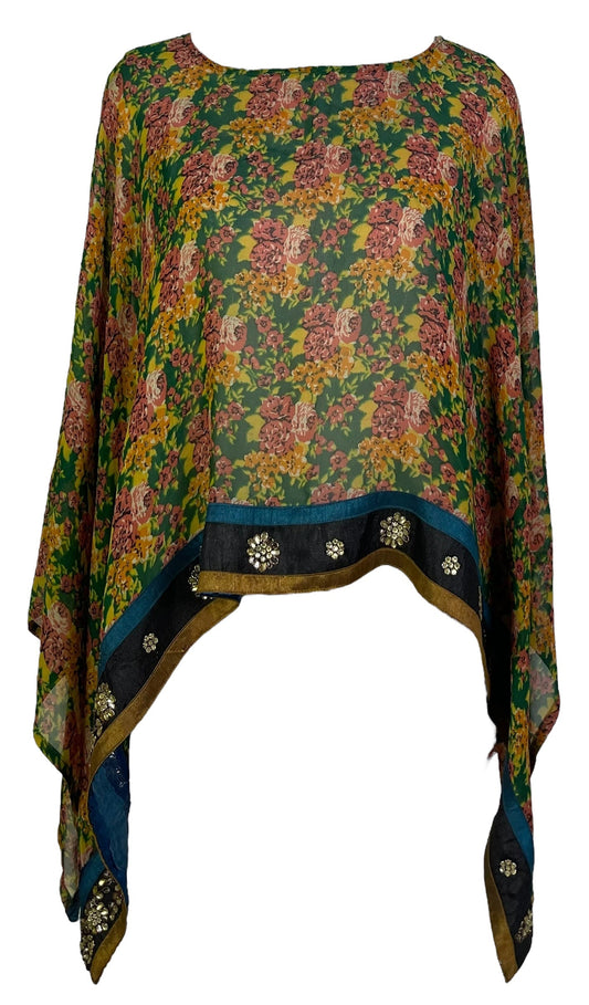 PRG6899 Sheer Avatar Pure Silk Capelet Poncho