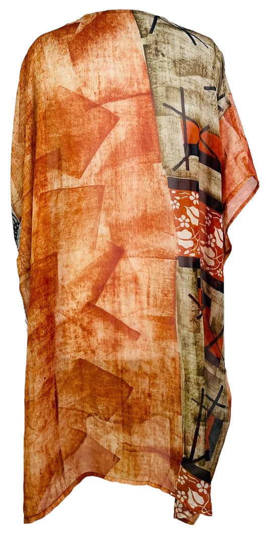 PRG7483 Sheer Avatar Pure Silk Midi Length Kaftan