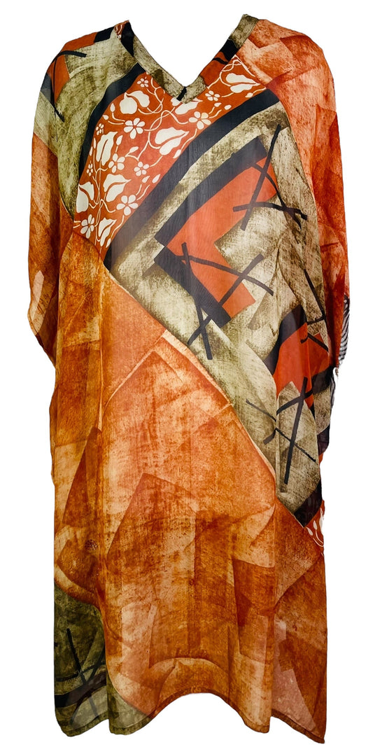 PRG7483 Sheer Avatar Pure Silk Midi Length Kaftan