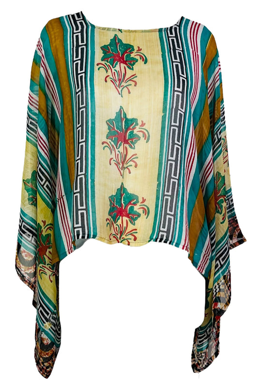 PRG7337 Sheer Avatar Pure Silk Kimono-Sleeved Top