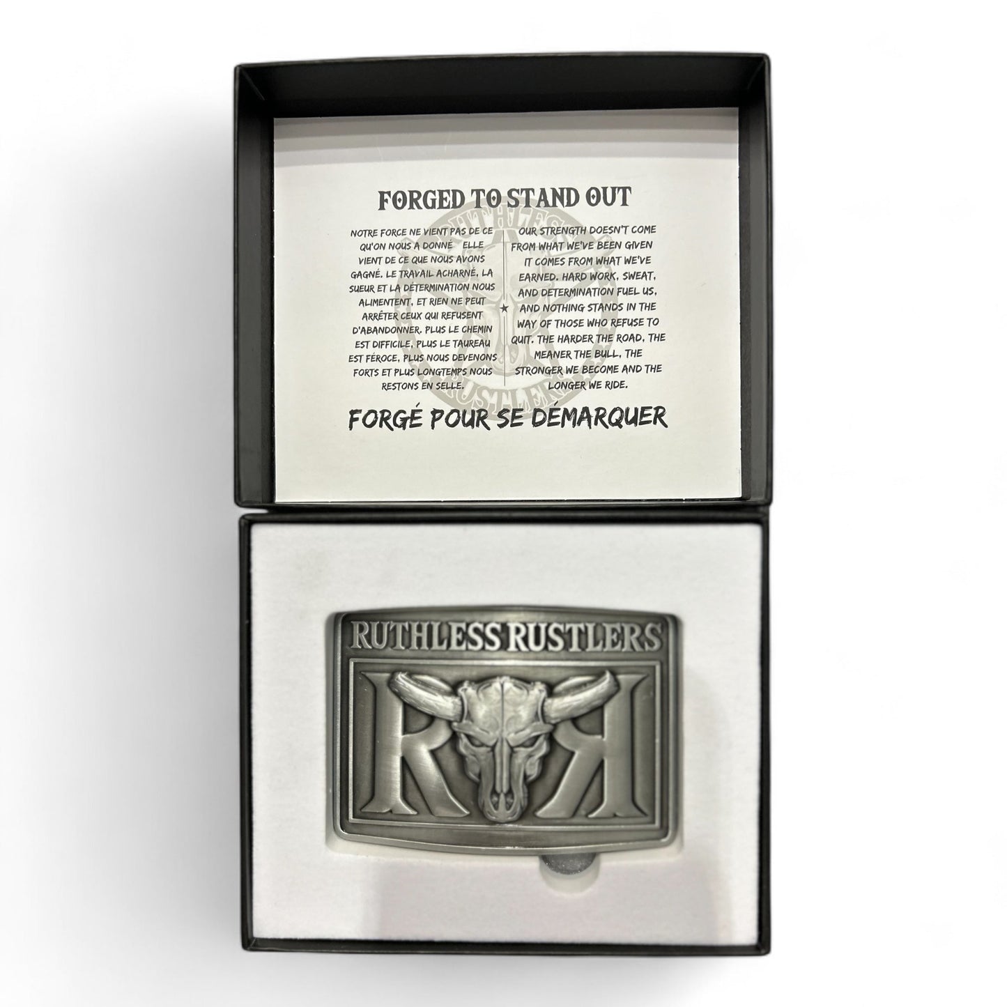 Ruthless Rustlers RR Bold Belt Buckle | Antique Silver