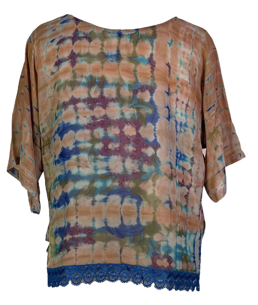 PRG6842 Sheer Avatar Pure Silk Side Slit Top