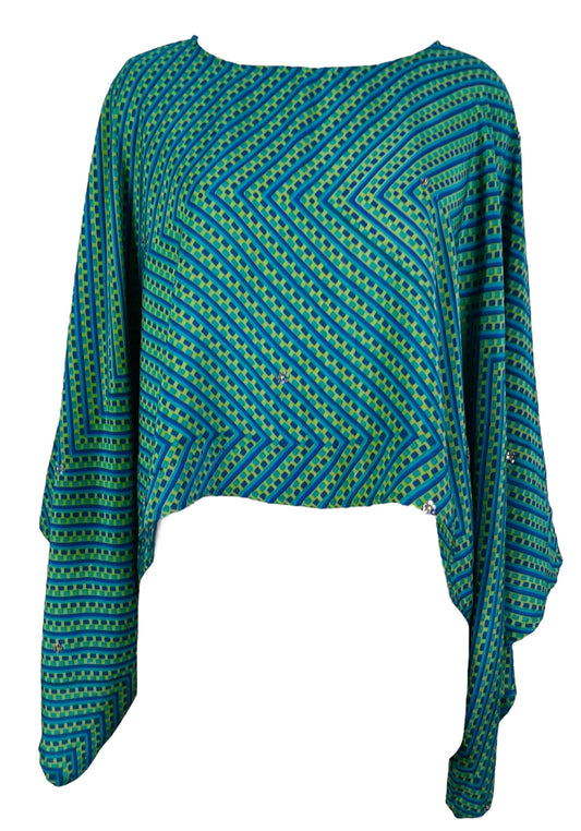 PRC6571 Avatar Pure Silk Kimono-Sleeved Top