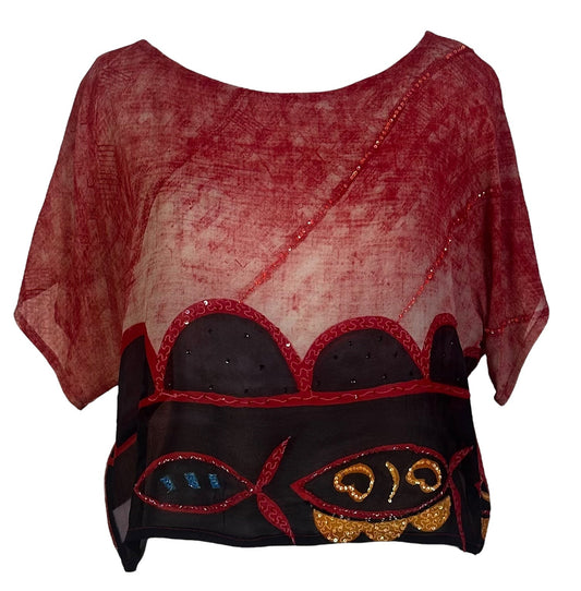 PRG6788 Sheer Avatar Pure Silk Boxy Top