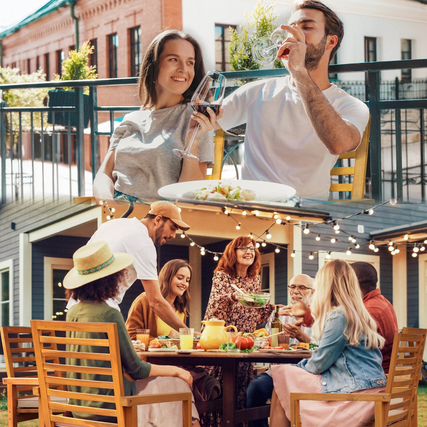 Tranquillo Solara Acacia Wood Outdoor Chairs Set of 2 with Cushions