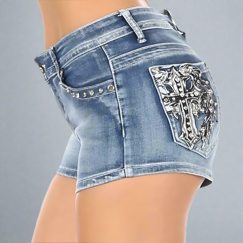 Platinum Plush Women's Cross Angel Wing Bling Shorts