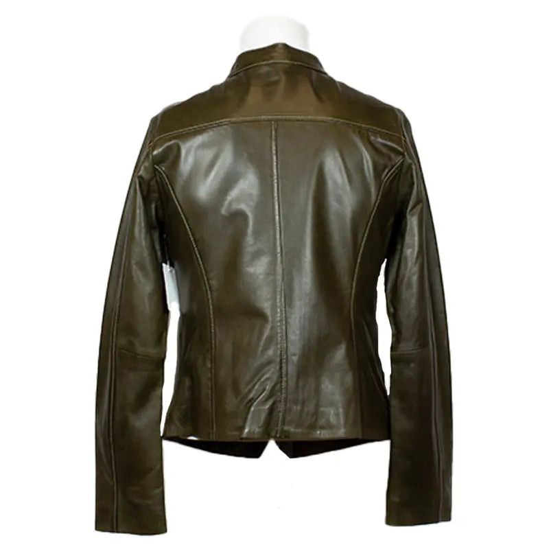 Plonge Leathers Women's Snap Collar Lamb Leather Jacket