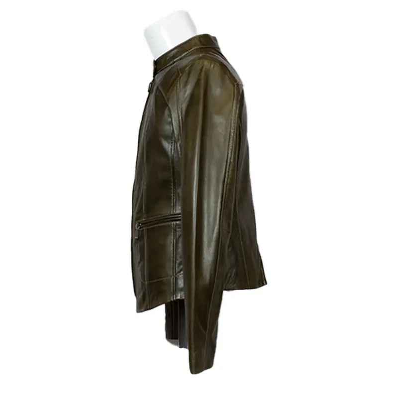 Plonge Leathers Women's Snap Collar Lamb Leather Jacket