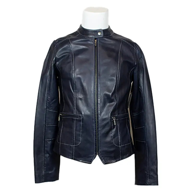 Plonge Leathers Women's Snap Collar Lamb Leather Jacket