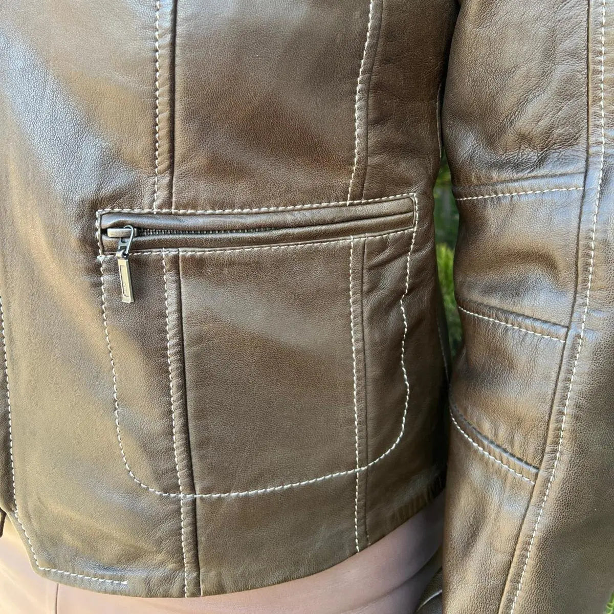 Plonge Leathers Women's Snap Collar Lamb Leather Jacket