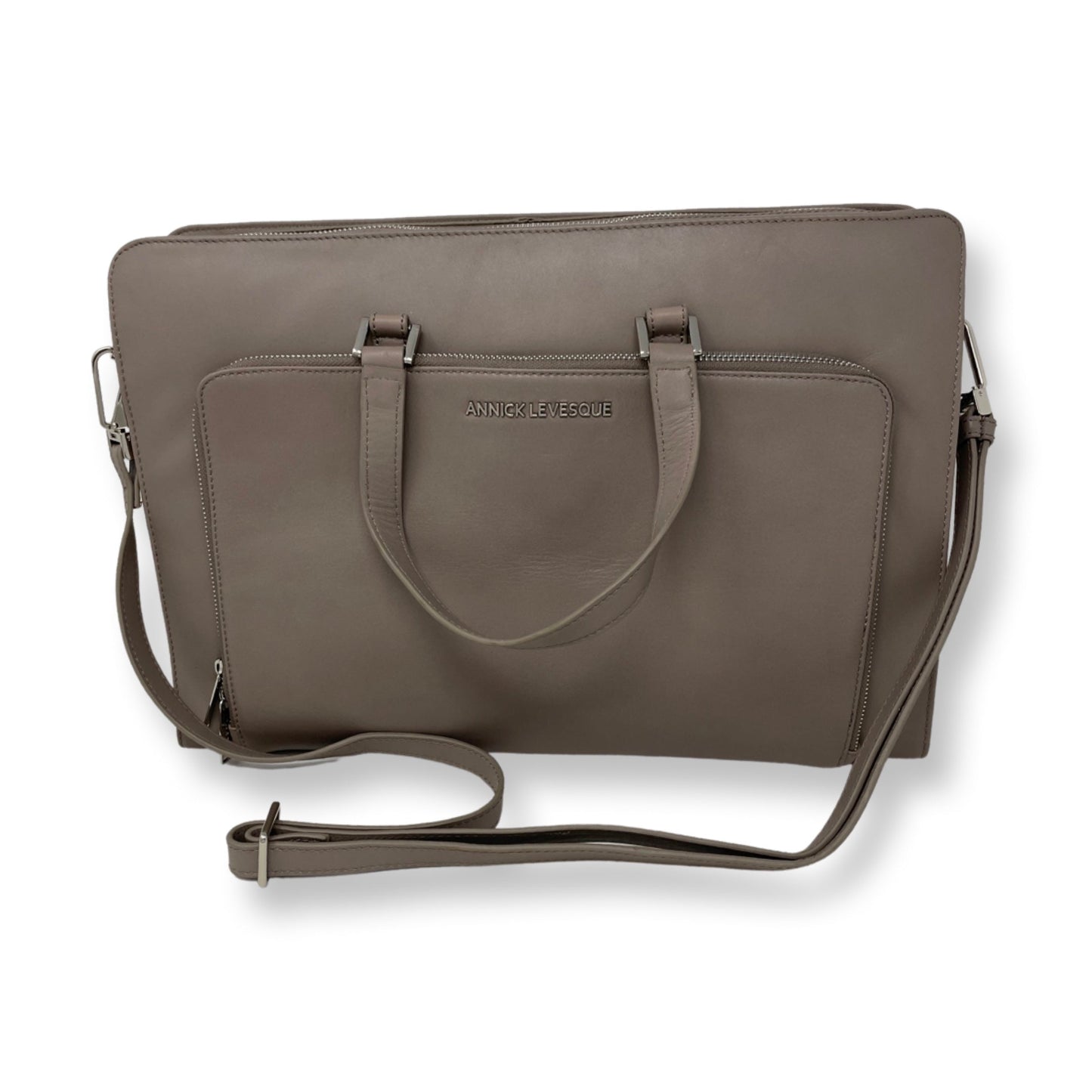 Sac pour Ordinateur Portable en Cuir Taupe | Elizabeth